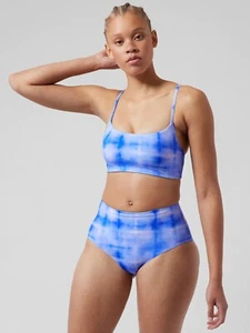 NWT Athleta Scoop Printed Bikini Top A-C, Bali Blue SIZE M        #981013 W0619H - Picture 1 of 6