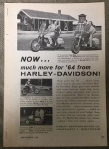 Harley-Davidson Motorcycle Print AD 1964 Duo-Glide, Sportster, Topper and Sprint - Picture 1 of 6