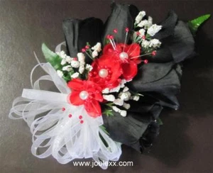 BLACK SILK ROSES CORSAGE for the BIG day - Picture 1 of 1