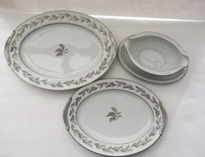 NORITAKE SET OF 3~ 2 GLENDON 5423 SERVING PLATTERS & WHITEHALL 6115 GRAVY BOWL - Picture 1 of 9