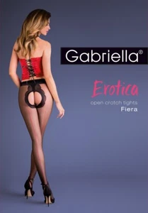 Pantimedias Gabriella Erotica Fiera rojas costura trasera apretadas entrepierna abierta 20D - Imagen 1 de 3
