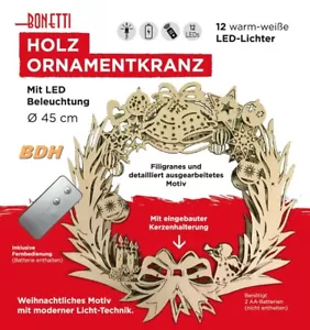 Fensterbild Schwibbogen Adventskranz LED Beleuchtung 45 cm mit FB Weihnachten - Bild 1 von 4