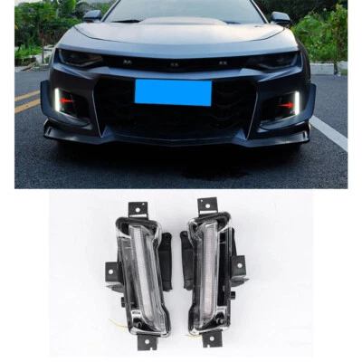 Luz de parachoques delantera LED reacondicionamiento de señal de giro Drl para Chevrolet Camaro 2016-2022 2 piezas Foto 1 de 4