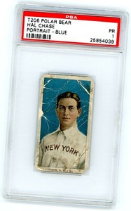 1909 T206 HAL CHASE POOR PORTRAIT BLUE POLAR BEAR PSA 1 NEW YORK HIGHLANDERS
