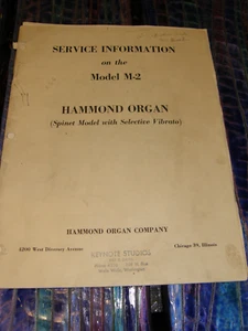 Hammond Organ Service Information Model M-2 manual Keynote Studios Walla Walla W - Picture 1 of 5
