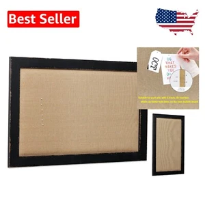 Elegant 18"x29" Black Framed Linen Cork Bulletin Board for Stylish Organizing - Picture 1 of 11