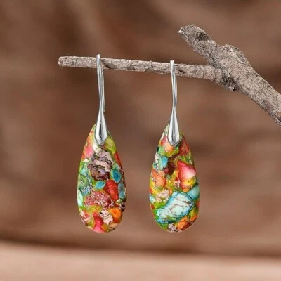 Boho Drop Earrings Galaxy Sea Sediment Healing Earrings Stylish Holiday Jewelry - Image 1 of 4