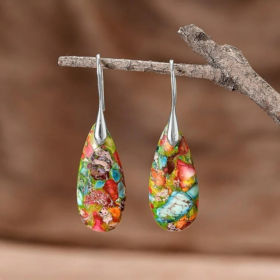 Boho Drop Earrings Galaxy Sea Sediment Healing Earrings Stylish Holiday Jewelry - Image 1 of 4