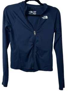 The North Face Girls Youth LG Flashdry Blue Zip Up UPF 40 Hood Lightweight B13 - Picture 1 of 5