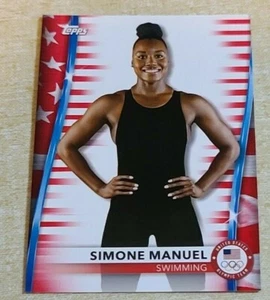 Simone Manuel 2020 2021 Topps US Olympics Flag Parallel 55/299 #27 Swimming - Picture 1 of 2