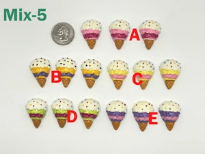15pc x 1 1/4" Motif Resin Ice Cream Cone Flatback Embellishment w/Sprinkle SB422 - Picture 1 of 8