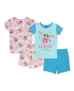 Star Wars The Mandalorian Little Girls 4 Piece Set Pajamas, Multi, Size 4 - Picture 1 of 1
