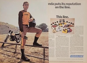 1973 Hondaline Honda Motorcycle 2pg Print Ad Gary Jones Honda Elsinore 250m - Picture 1 of 1