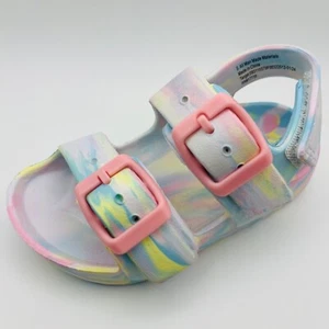 Sandali plantare multicolore bambina punta aperta gancio passante leggeri estivi - Foto 1 di 4