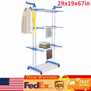 Laundry Clothes Drying Rack Folding Garment Rolling Dryer Hanger Heavy Duty - Picture 1 of 24