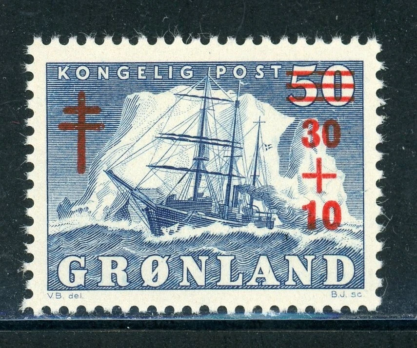 GREENLANDIA B1 SG43 MNH 1958 30º + 10º Tuberculosis Semipostal CV$5 Foto 1 de 1