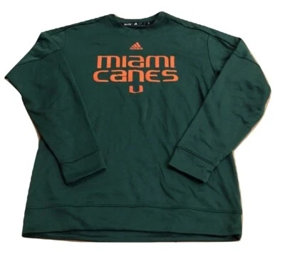 Adidas NCAA Universidad de Miami Huracanes Crew Sudadera Verde/Naranja CV6052  Foto 1 de 2