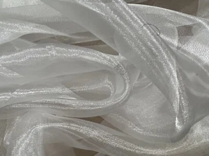 Crystal Organza Lightweight Woven Shimmer Fabric, Per Metre - Plain- White - Picture 1 of 4