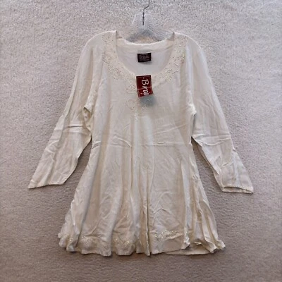 NUEVO NUEVO CON ETIQUETAS Y2K Top Vintage Grande Blanco Lentejuelas Boho Hada Grunge Hippie Bohemio Foto 1 de 4