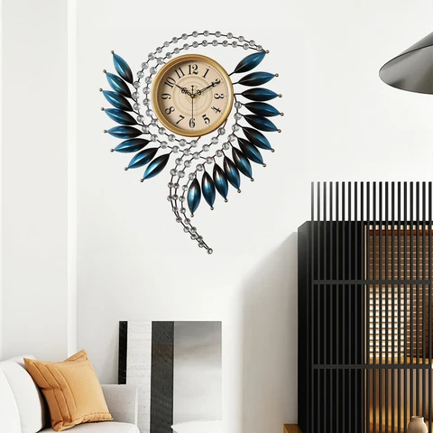 25.98" Vintage Wall Clock 3D Golden Creative Wall Clock Living Room Home Decor Cover