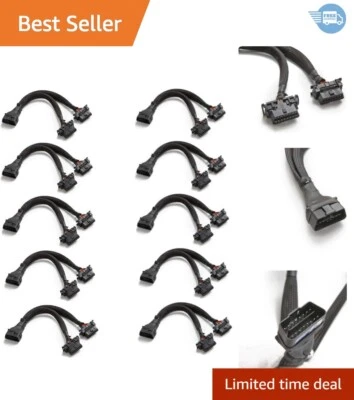 High-Quality OBD II 16 Pin Extension Cable - 1FT Male-To-Female Plug, 10 Pack Foto 1 de 4