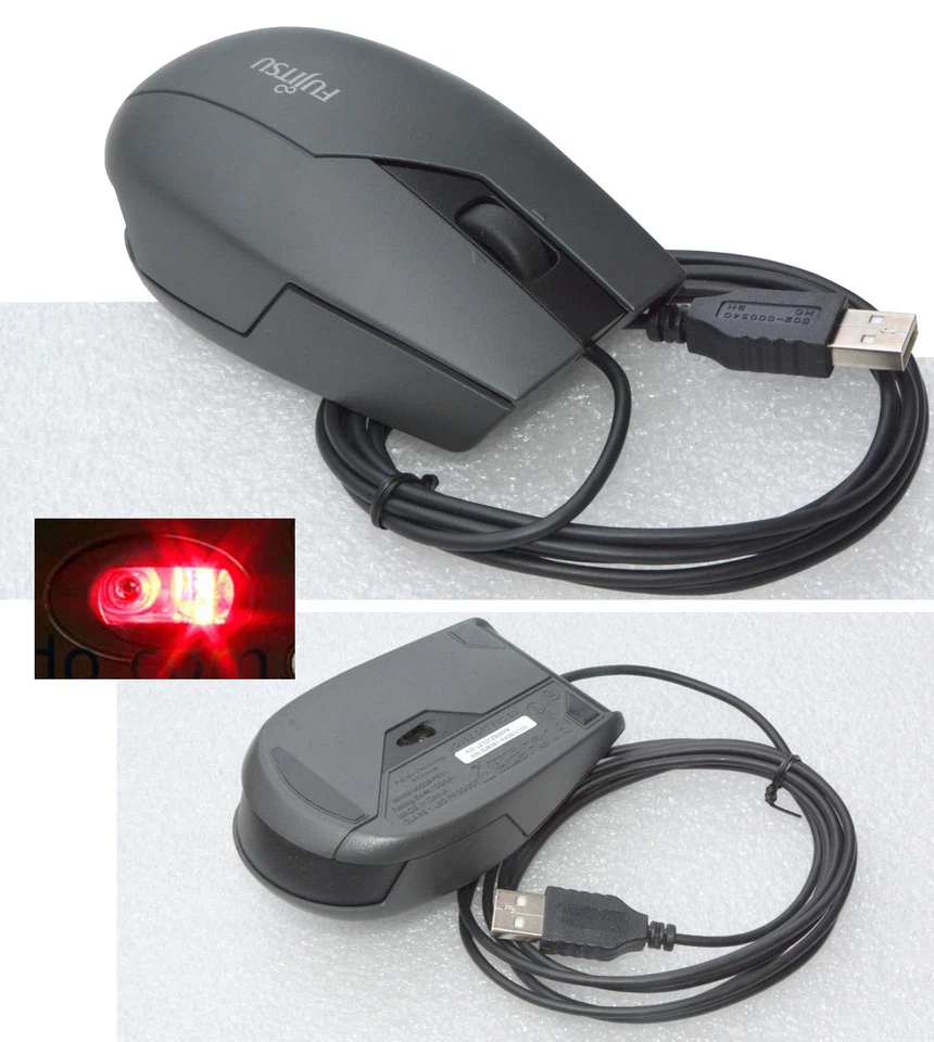 Design USB Optical Black Mouse Fujitsu for Windows 98 2000 Vista 7 8 10 Mac #M18 - Image 1 of 1