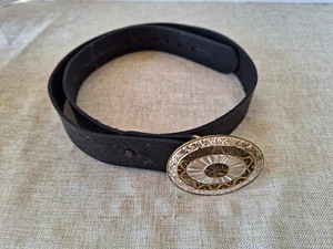 Crumrine Western Style Belt Buckle Heavy Silverplate on Jeweler’s Bronze & Belt - Picture 1 of 13