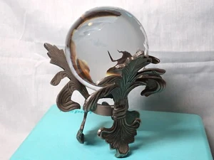 Globus des Planeten Erde geätztes Glas Kristall Briefbeschwerer 3" auf Ständer - Bild 1 von 9