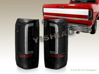 1989-1996 Ford F150 Bronco F250 F350 Truck LED Tube Dark Smoke Tail Lights - Image 1 of 4