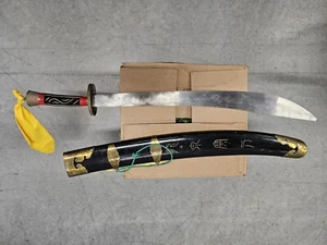 Vintage Bagua Dao Chinese 38” Practice Wushu Sword w/ Wooden & Brass Scabbard - Picture 1 of 9