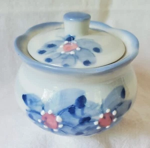 Vintage Ben Rickert SM Glas Schmuckschatulle Soßenschale blaue Blüte im Reliefdeckel Japan - Bild 1 von 6