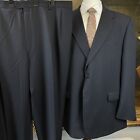 Cricketeer 50L 44 x 32 2 Piece Black Woven Stripe 100% Wool 2 Button Suit