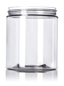 19 oz clear PET plastic single wall jar with 89-400 black Lid with PS liner 20ct - Picture 1 of 5
