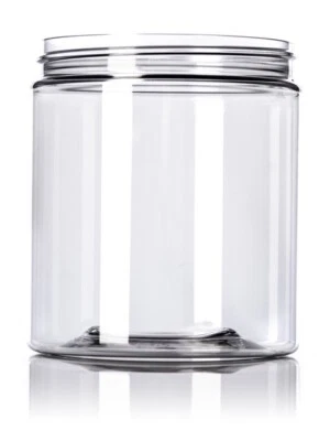 19 oz clear PET plastic single wall jar with 89-400 black Lid with PS liner 20ct - Image 1 of 4