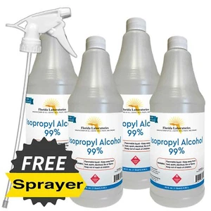 ISOPROPYL ALCOHOL 99% High Purity 4 Quarts Pack - SAME DAY SHIPPING Free Sprayer - Picture 1 of 2