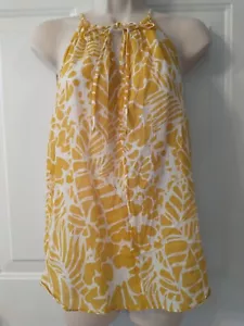 Ann Taylor LOFT Petites ärmelloses V-Ausschnitt Senf Gaze Top Gr. LP - Bild 1 von 5