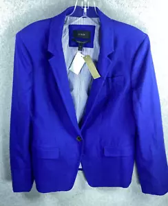 JCrew Womens Regent Blazer 14 Blue Bright Linen Career Capsule Tags Attached - Picture 1 of 7