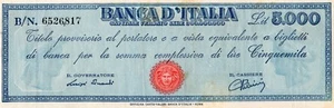 5.000 LIRE "TITOLO PROVVISORIO" CONTRASSEGNO MEDUSA - Foto 1 di 7