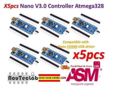 5pcs Nano V3.0 Controller Board Atmega328P Compatible Arduino Nano V3 CH340 - Imagen 1 de 4