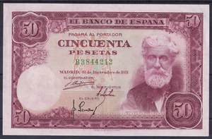 BILLETE ESPAÑA 50 PESETAS 1951 SANTIAGO RUSIÑOL - SERIE B - EBC - Picture 1 of 2