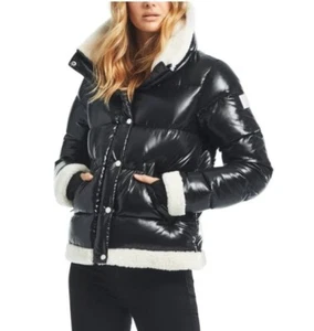 $875 SAM. NY Gigi Real Lamb Shearlg Chaqueta Rellena Abrigo Abombado Negro ~L - Imagen 1 de 10