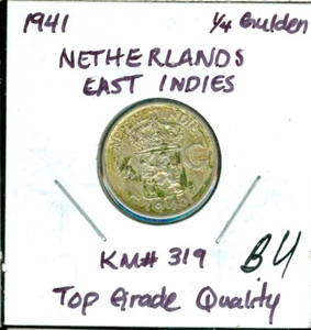 1941 P NIEDERLANDE OSTINDIEN 1/4 GULDEN TOP GRAD SILBER 99 CENT VERSAND - Bild 1 von 2