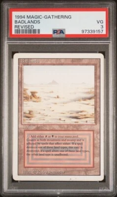 MTG Magic The Gathering Dual Lands Revised Badlands PSA VG 3 - Image 1 of 2