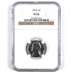 1954 Jefferson Nickel 5 Cent Piece PF 69 NGC 5c Proof Coin SKU:I2832 - Picture 1 of 4