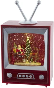 Kurt Adler 8.5-Inch Battery-Operated Musical TV with Santa and Sleigh Water Lant - Picture 1 of 7