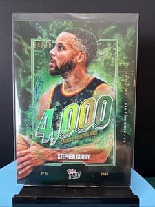 2025 Topps NOW Steph Curry 4000 3 pointers GREEN Chrome /99 - #13 - Picture 1 of 7