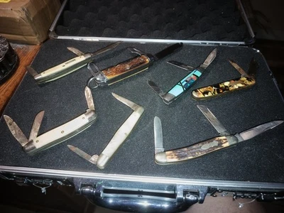 CUCHILLOS VINTAGE DE 7 BOLSILLOS ARTESANO EE. UU., SCHRADE, JAGUAR, RANGER, CAMILUS, CAMAFEO Foto 1 de 2