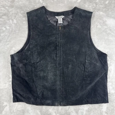 Chaleco de cuero Stonebridge para mujer XL motociclista vacaciones negro gamuza cremallera Foto 1 de 4