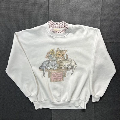 Vintage A House Is Not A Home Without A Cat Crewneck Sweatshirt Size Large - Image 1 of 4