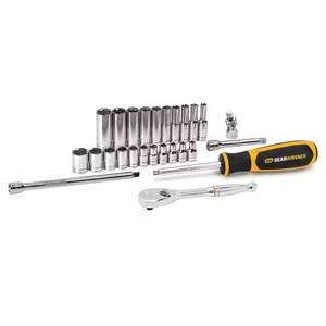 1/4 In. Drive SAE Ratchet and Standard/Deep Socket Set with Storage Case (26-Pie - Picture 1 of 12